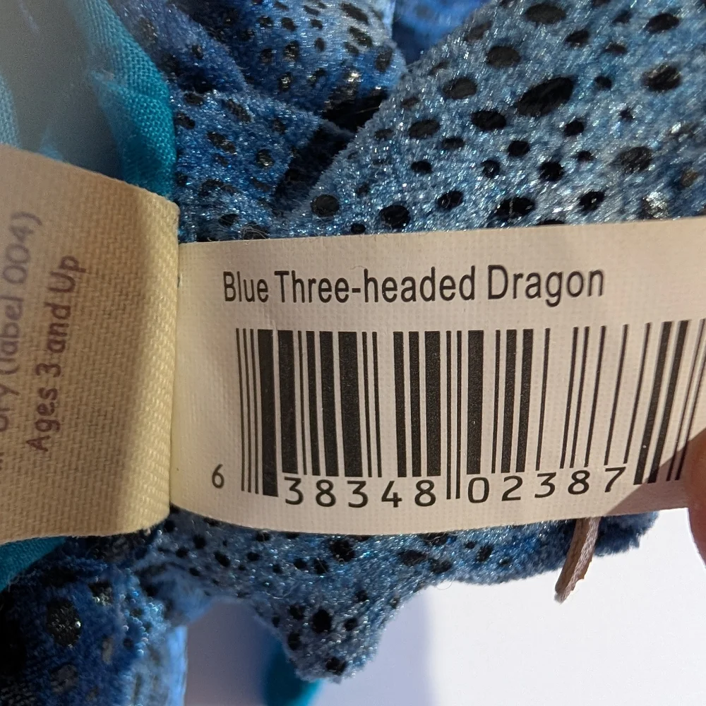 Folkmanis Blue Three Headed Dragon Plush Hand Puppet Wings - Picture 6 of 12